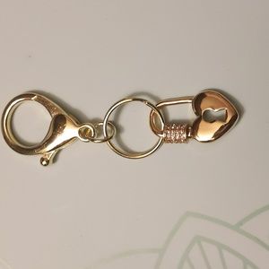 Gold toned heart keychain/bag charm